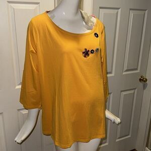 Isaac Mizrahi Live scoop neck n rhinestone adorned top wearable art